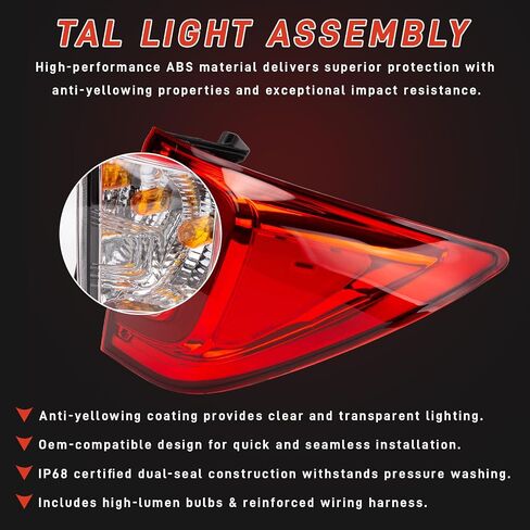 HO2804107 Left Driver Side Tail Light Assembly Compatible with 2016 2017 2018 Honda Pilot Left Rear Brake Lamp Replace 33550TG7A01 HD668-B000L P24244CAPA in Kuwait