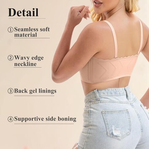 Front Closure Wireless Strapless Bras for Women Seamless Comfy Bandeau Bralette(Beige,XX-Large) in Saudi Arabia