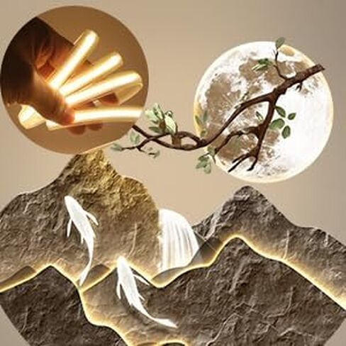 3D Wall Art Decor Led, Large Metal Wall Art with Lights, Remote Control Modern Hang Sculpture with Clock, Home Hanging Decor for Living Room, Bedroom, Office, Corridor, Entrance in Saudi Arabia