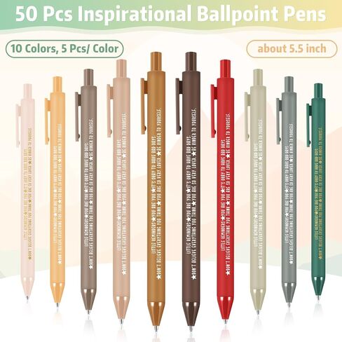 100 Pcs Inspirational Pens Gifts Bulk Mental Health Motivational Quotes Ballpoint Pens Black Ink Thank You Appreciation Gifts for Women Employee Graduation End of the School Year, 10 color in Kuwait