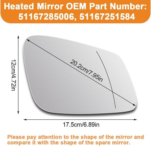 Senzeal Passenger Side Heated Mirror Glass Replacement 2009-2019 for BMW 228i 320i 328i 330i 335i 428i 430i 435i 440i 535i 550i 640i i3 M2 M3 M4 M5 X1 Replace 51167285006 Only for 2-PIN (Right Side) in Saudi Arabia