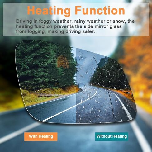Senzeal Passenger Side Heated Mirror Glass Replacement 2009-2019 for BMW 228i 320i 328i 330i 335i 428i 430i 435i 440i 535i 550i 640i i3 M2 M3 M4 M5 X1 Replace 51167285006 Only for 2-PIN (Right Side) in Saudi Arabia