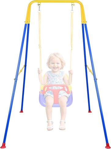 Foldable Swing Stand for Kids, Heavy-Duty Metal Swing Frame for Indoor/Outdoor, Suitable for Most Baby Toddler Swings, Easy to Assemble & Store (Swings Not Included) (White) in Kuwait