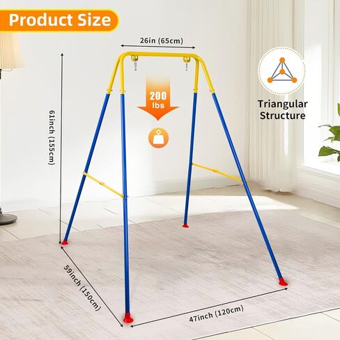 Foldable Swing Stand for Kids, Heavy-Duty Metal Swing Frame for Indoor/Outdoor, Suitable for Most Baby Toddler Swings, Easy to Assemble & Store (Swings Not Included) (White) in Kuwait