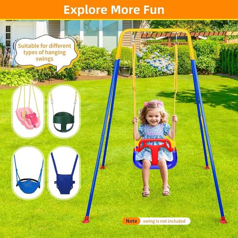 Foldable Swing Stand for Kids, Heavy-Duty Metal Swing Frame for Indoor/Outdoor, Suitable for Most Baby Toddler Swings, Easy to Assemble & Store (Swings Not Included) (White) in Kuwait