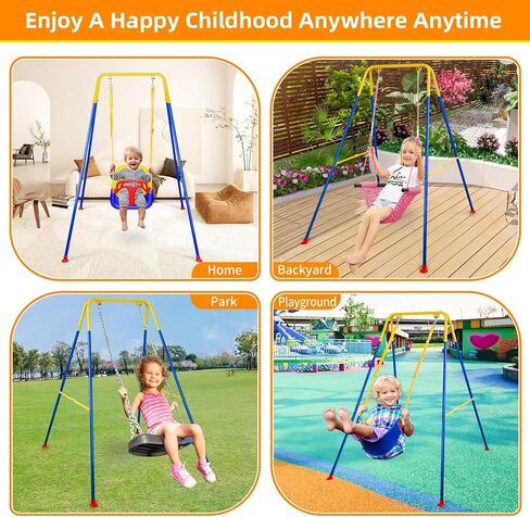 Foldable Swing Stand for Kids, Heavy-Duty Metal Swing Frame for Indoor/Outdoor, Suitable for Most Baby Toddler Swings, Easy to Assemble & Store (Swings Not Included) (White) in Kuwait