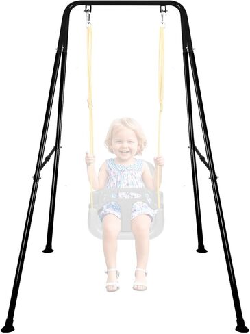 Foldable Swing Stand for Kids, Heavy-Duty Metal Swing Frame for Indoor/Outdoor, Suitable for Most Baby Toddler Swings, Easy to Assemble & Store (Swings Not Included) (White) in Saudi Arabia