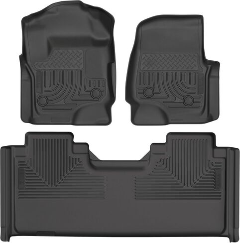 Husky Liners Weatherbeater Floor Hats | يناسب 2019-2023 فورد F-450 Super Duty ، SuperCab | الصف الأمامي والثاني ، 3 -PC أسود - 93651 in Saudi Arabia