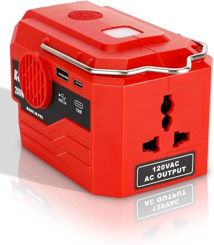 DC 18V إلى AC 120 فولت العاكس للطاقة لبطارية ميلووكي M18 18V ، 350W محول عاكس طاقة موجة الجيب النقي مع 6 شاشة LCD الإخراج وضوء LED ، منفذ بطارية 4 (بدون بطارية) in Kuwait