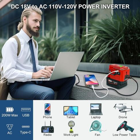 DC 18V إلى AC 120 فولت العاكس للطاقة لبطارية ميلووكي M18 18V ، 350W محول عاكس طاقة موجة الجيب النقي مع 6 شاشة LCD الإخراج وضوء LED ، منفذ بطارية 4 (بدون بطارية) in Kuwait
