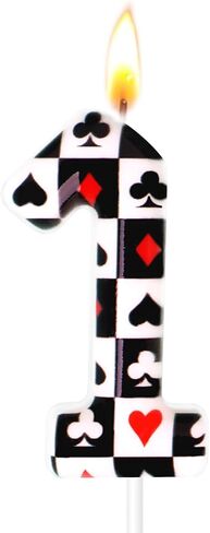 Casino Poker Birthday Candles, Casino Theme Party Decorations, Options for Ages 0-100 Available, Birthday Number Candles for Cake Topper (Black and White, Number 21) in Saudi Arabia