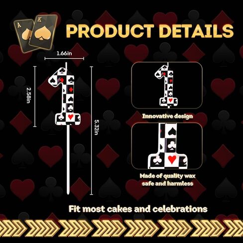 Casino Poker Birthday Candles, Casino Theme Party Decorations, Options for Ages 0-100 Available, Birthday Number Candles for Cake Topper (Black and White, Number 21) in Saudi Arabia