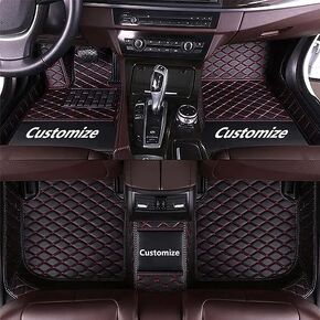 Custom Making Car Floor Mats for 97.5% Car Model Luxury Leather All Weather Waterproof Anti-Skid Full Coverage Liners (Black Red line) in Saudi Arabia