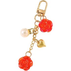 Elegant Rose Flower Charm Keychain Cute Flower Plant Keychain Keyring for Women Car Key Accessory Decor in Saudi Arabia