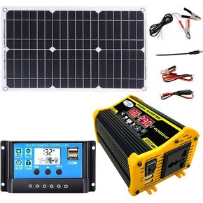 4000W 12V to 110V/220V Solar System Combination Inverter Solar Panel Kit Solar Generator Home Grid System 30A Controller + 18w12v Solar Panel (Color : Black, Size : 12V-110V) in Saudi Arabia