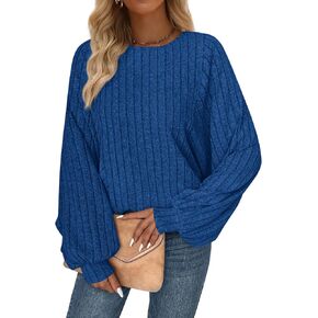 PRETTYGARDEN Womens Batwing Long Sleeve Shirts Fall Fashion Crewneck Tunic Tops Dressy Casual Loose Fit Lightweight Sweaters in Saudi Arabia