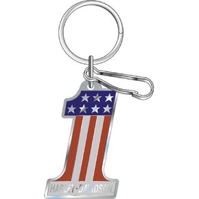 Harley-Davidson #1 H-D RWB Logo Cheychain ، 3.5 بوصة-إنهاء فضية لامع in Kuwait