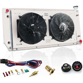 4 Row Aluminum Radiator & Fan Shroud Assembly & Thermostat Relay Kit for 1988-2000 Chevy GMC C/K 1500 2500 3500 Pickup & Blazer Tahoe Yukon - 34" Width Core in Saudi Arabia