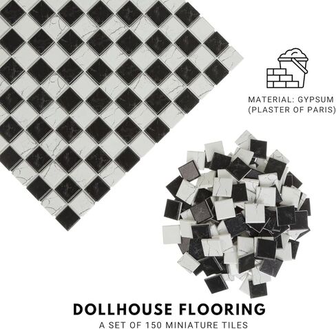 150 pcs, Dollhouse Flooring, 1:12 Scale Doll House Tiles, Miniature Checkerboard Floor, REDUCIO in Kuwait