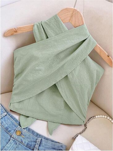 SweatyRocks Wom Wrap Halter Top Crisscross خزان بلا أكمام عاريات يخرجون من قمم المحاصيل in Saudi Arabia