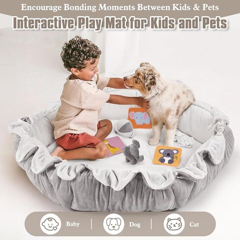 5-in-1 Plush Baby Play Gym ، حصير لعب الأطفال ، صالة ألعاب رياضية قابلة للتحويل مع وسادة ، حصيرة وقت البطن ، 6 ألعاب حسية ، مركز أنشطة الأطفال من الأطفال حديثي الولادة إلى طفل صغير ، سرير للحيوانات الأليفة ، سرير القط والكلاب ، حفرة الكرة ، كريم in Kuwait