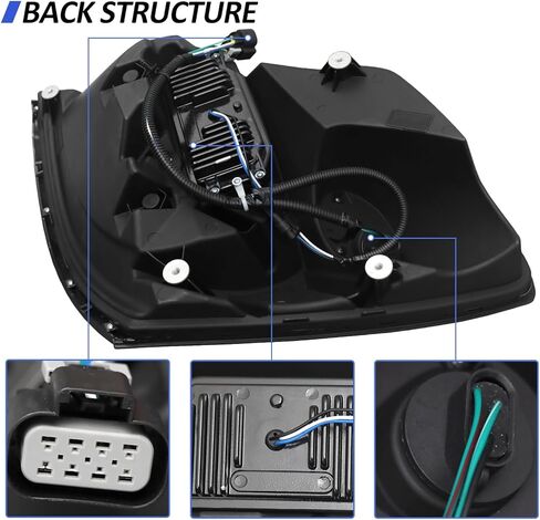 LED Headlight Assembly Compatible with Volvo VNL 2004-2014,Black Factory Style LED High/Low Beam Headlamp Driver and Passenger (Pair of Headlight Assembly) in Kuwait