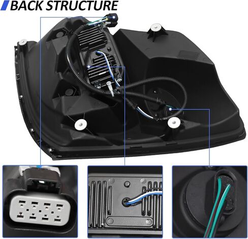 LED Headlight Assembly Compatible with Volvo VNL 2004-2014,Black Factory Style LED High/Low Beam Headlamp Driver and Passenger (Pair of Headlight Assembly) in Kuwait