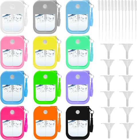 Jolbndcv 12 Pack Card Spray Bottle 38ml Portable Perfume Spray Bottle Mini Card Shape Reusable Sprayer Bottle Refillable Empty Bottles with Hook Funnels, Droppers in Kuwait
