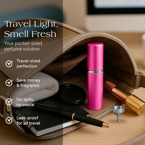 عطور مع 6 مسارات - بحجم سفر وحجم قابلة لإعادة تعبئة البخاخات القابلة لإعادة التعبئة للتسرب للعطور والكولونيا - آمنة للسفر الجوي - حزمة 6 - متعدد الألوان in Saudi Arabia
