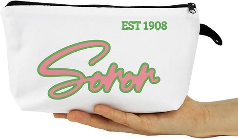 AKA Sorority Gifts Pink Green Sorority Makeup Bag Greek Sorority Cosmetic Bag Toiletry Zipper Pouch Gift for Sisters Women in Saudi Arabia