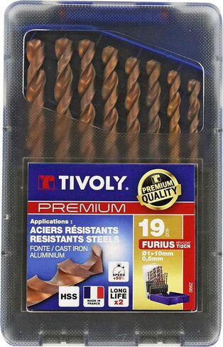 25-Piece FURIUS HSS High-Performance Metal Drill Bit Set Ø1/12.5" to Ø17/32 + 1 Countersink Ø5/8" - Fast Drilling of Resistant Steels and Cast Iron - Universal Cylindrical Shank for Drill in Kuwait