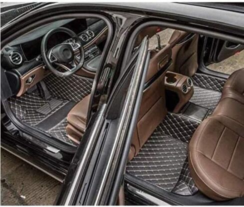 Custom Making Car Floor Mats for 97.5% Car Model Luxury Leather All Weather Waterproof Anti-Skid Full Coverage Liners (Black Red line) in Saudi Arabia