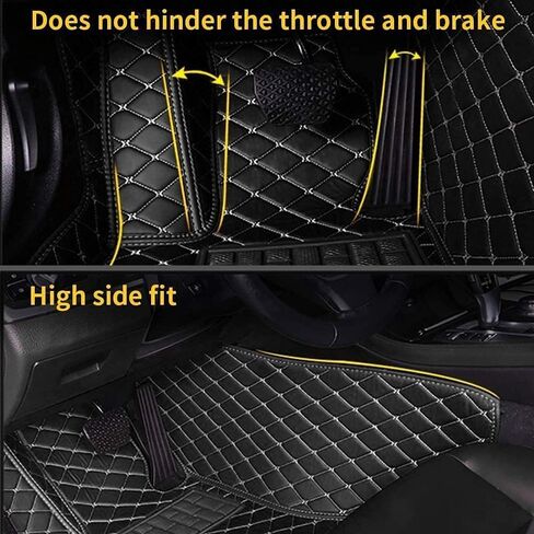 Custom Making Car Floor Mats for 97.5% Car Model Luxury Leather All Weather Waterproof Anti-Skid Full Coverage Liners (Black Red line) in Saudi Arabia