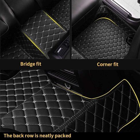 Custom Making Car Floor Mats for 97.5% Car Model Luxury Leather All Weather Waterproof Anti-Skid Full Coverage Liners (Black Red line) in Saudi Arabia