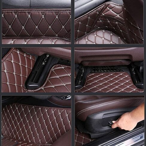 Custom Making Car Floor Mats for 97.5% Car Model Luxury Leather All Weather Waterproof Anti-Skid Full Coverage Liners (Black Red line) in Saudi Arabia