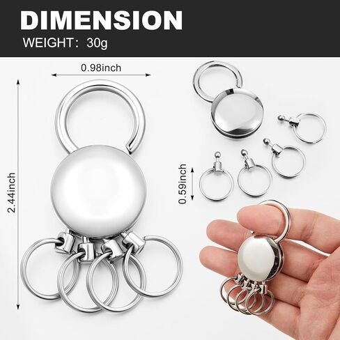 Sureio 2 Pcs Detachable Key Spider Key Chain Accessory with 4 Split Rings Buckle Waist Hanging Name Round Keychain Metal Keychain Ring Holder for Unisex Women Men in Kuwait