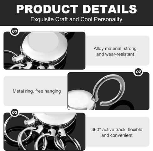 Sureio 2 Pcs Detachable Key Spider Key Chain Accessory with 4 Split Rings Buckle Waist Hanging Name Round Keychain Metal Keychain Ring Holder for Unisex Women Men in Kuwait