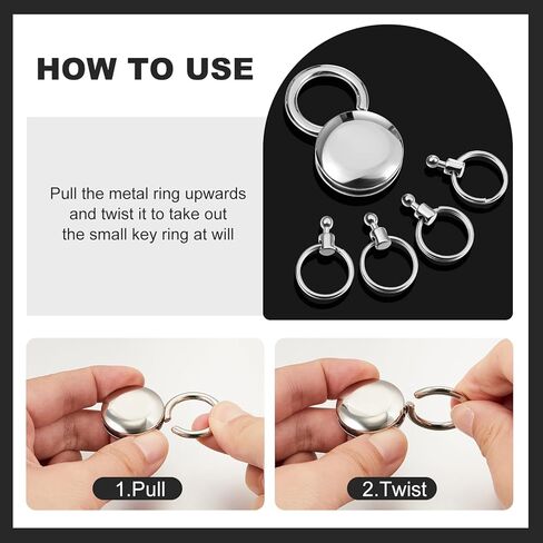Sureio 2 Pcs Detachable Key Spider Key Chain Accessory with 4 Split Rings Buckle Waist Hanging Name Round Keychain Metal Keychain Ring Holder for Unisex Women Men in Kuwait