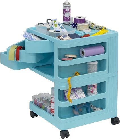 SD STUDIO DESIGNS Kubx Rotating 4-Sided Mobile Storage Organizer with Glass Top Multiple Compartments in Saudi Arabia