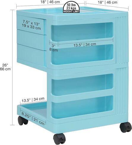 SD STUDIO DESIGNS Kubx Rotating 4-Sided Mobile Storage Organizer with Glass Top Multiple Compartments in Saudi Arabia