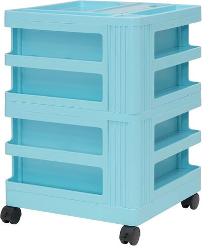 SD STUDIO DESIGNS Kubx Rotating 4-Sided Mobile Storage Organizer with Glass Top Multiple Compartments in Saudi Arabia