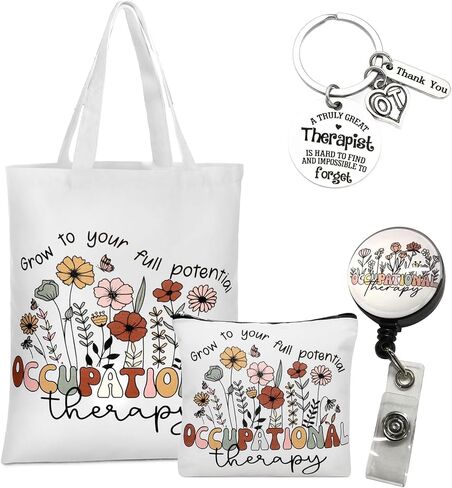 Occupational Therapy Gifts, Occupational Therapy Bag, 4 Pcs That Can Be Given to Professional Medical Practitioner, Including Tote Bag, Makeup Bag, Key Chain and Badge Holder to Show Your Appreciation in Saudi Arabia