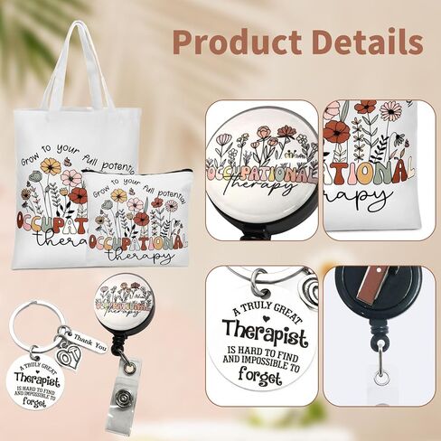 Occupational Therapy Gifts, Occupational Therapy Bag, 4 Pcs That Can Be Given to Professional Medical Practitioner, Including Tote Bag, Makeup Bag, Key Chain and Badge Holder to Show Your Appreciation in Saudi Arabia