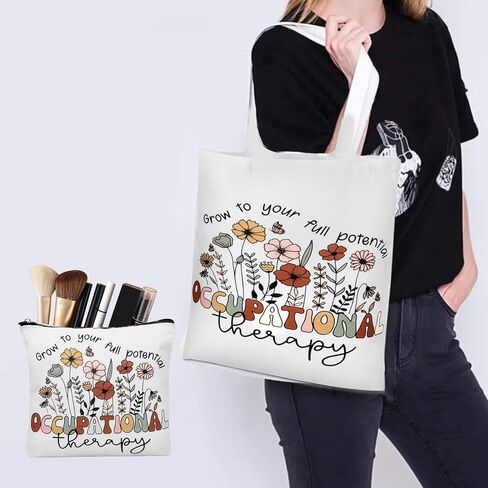Occupational Therapy Gifts, Occupational Therapy Bag, 4 Pcs That Can Be Given to Professional Medical Practitioner, Including Tote Bag, Makeup Bag, Key Chain and Badge Holder to Show Your Appreciation in Saudi Arabia