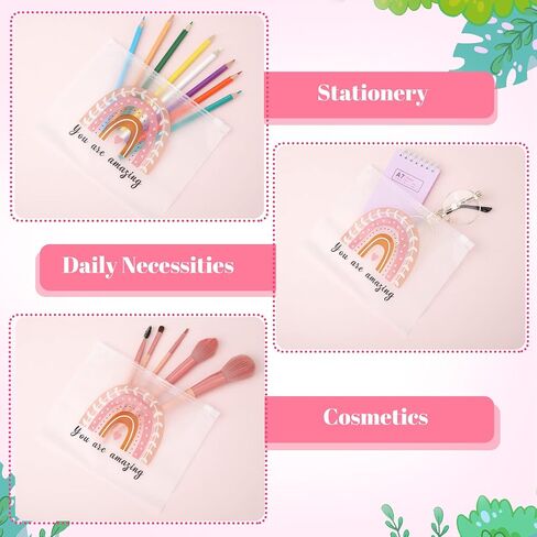 Wesiti 50 PCS قوس قزح مستحضرات التجميل الهدايا الملهمة اقتباسات التحفيزية حقيبة مكياج حقيبة مضادة للماء للنساء هدية عيد الميلاد للفتاة (أنت مذهل) in Saudi Arabia