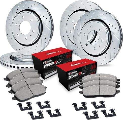 R1 Concepts Front and Rear Brakes and Rotors| Hardware Included| Front and Rear Optimum OEp Brake Pads and Rotors Kit| Fits 2004-2008 Ford F-150; 2006-2008 Lincoln Mark LT in Saudi Arabia