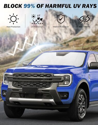 Joytutus Windshield Sun Shown متوافق مع Ford Maverick 2025 2024 2023 2022 Sunshade Windshield Sun Visor Windshield Shield Shield in Saudi Arabia