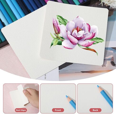 GLOBLELAND 100 Sheets 300gs Watercolor Paper 4.7inch Painting Paper Calligraphy Paper Round Shape Cold Press Paper for Adults Artists Drawing in Kuwait