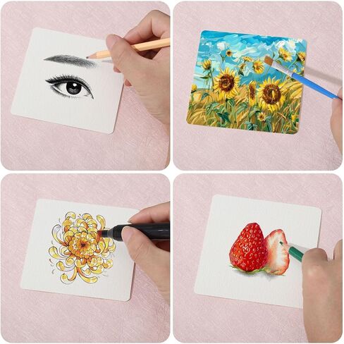 GLOBLELAND 100 Sheets 300gs Watercolor Paper 4.7inch Painting Paper Calligraphy Paper Round Shape Cold Press Paper for Adults Artists Drawing in Kuwait