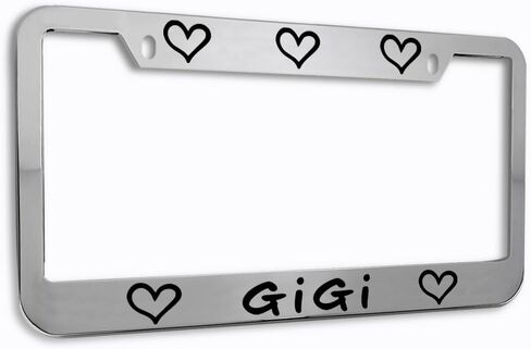 Speedy Pros Zinc License Plate Frame Gigi Hearts Valentine Badge Weatherproof Car Accessories Chrome 2 Holes in Saudi Arabia